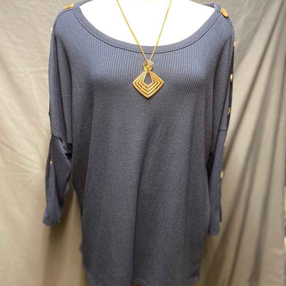 French Laundry Blue Button Shouldered Blouse - image 3